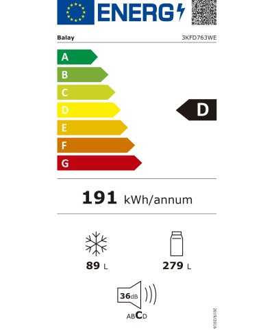 Frigo Combi No Frost 200 A 203 Cm. BALAY GB 3KFD763WE