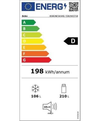 Frigo Combi No Frost 185 A 195 Cm. BEKO GB B5RCNE365HG